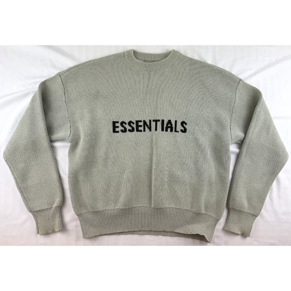 Fear of God Essentials Men's FW21 Knit Pullover Sweater Green Concrete XS - Picture 2 of 9